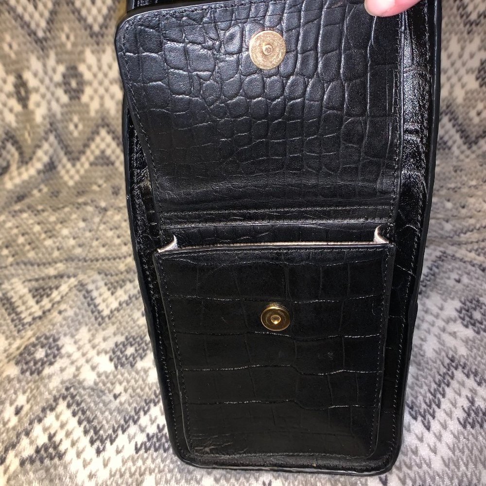 Foley & Corinna Black Croc Leather Shopper Tote - Picture 5 of 16